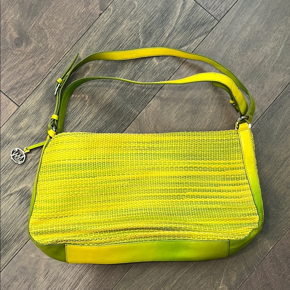 Yellow and Green Women's Shoulder Bag by Monsac